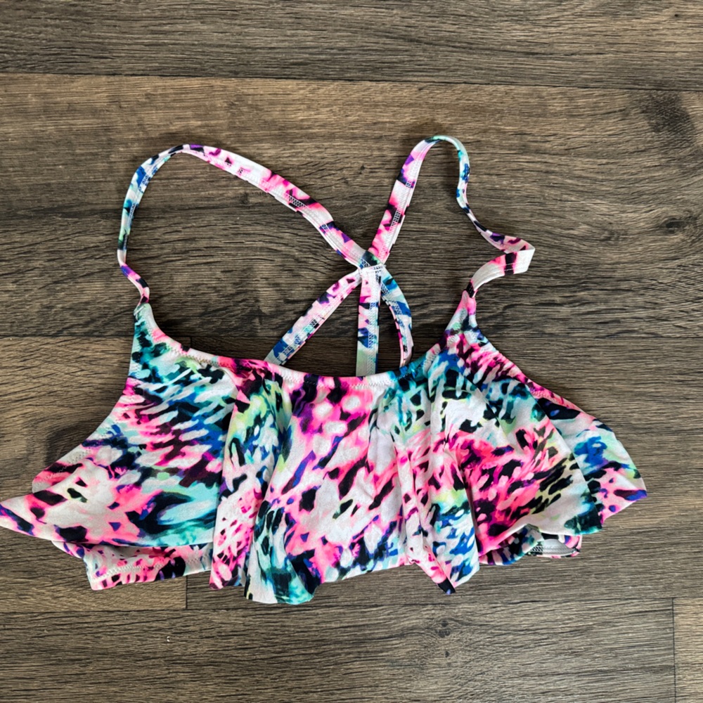 Multicolor Ruffled One-Piece Swimsuit - Pink/Blue Print